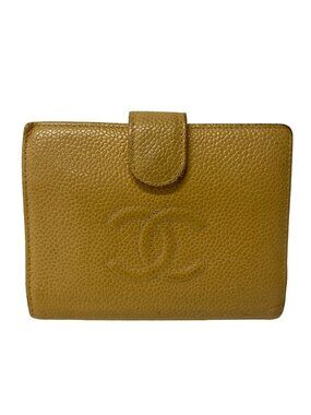 Chanel 2 Folding Wallet Light Brown Gold Kiss Lock